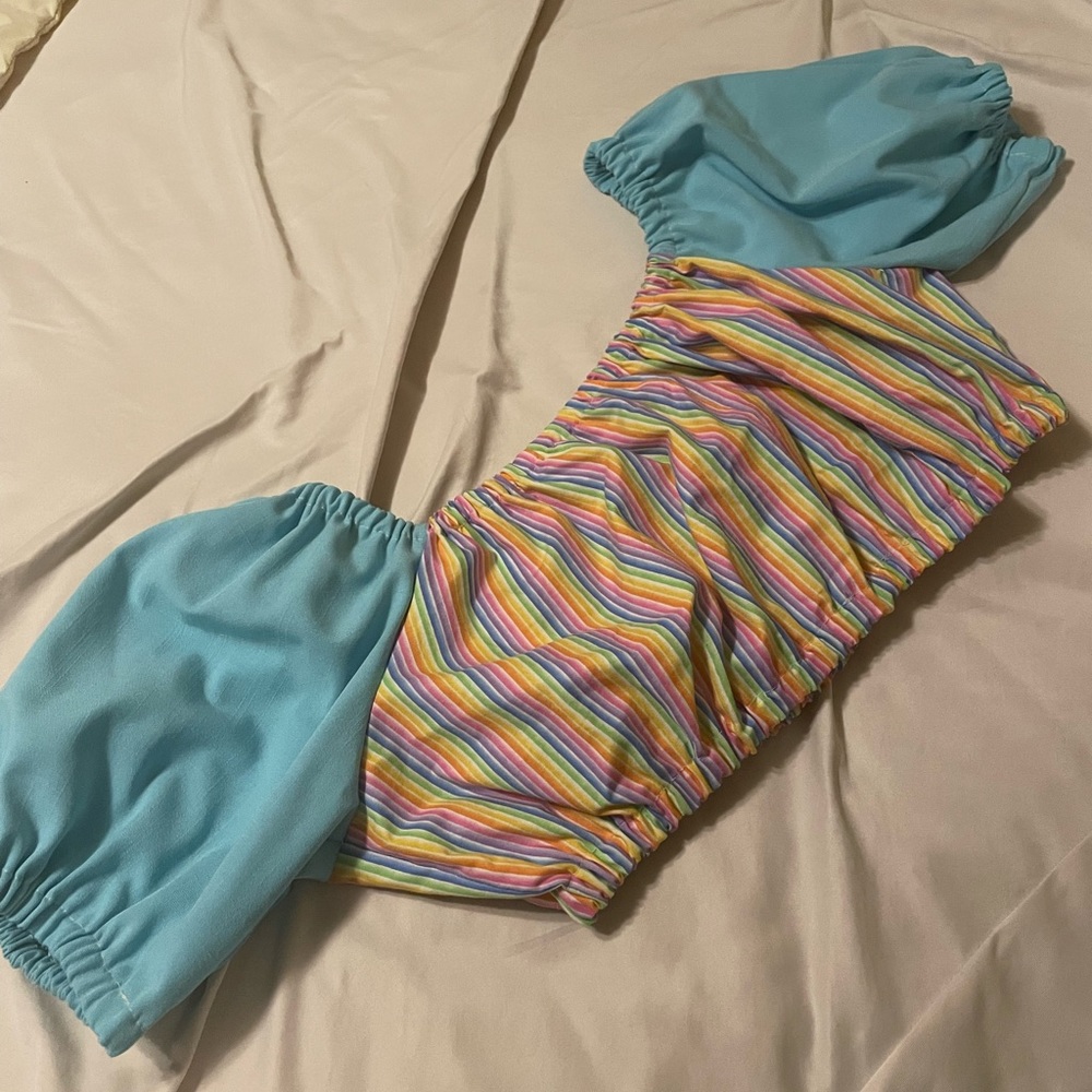 Hand sewn pride peasant top